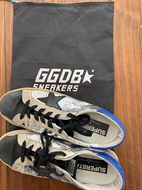 Golden Goose Silver Black Blue Star Sneakers